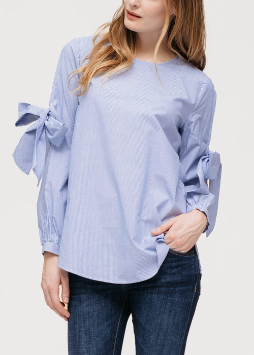 Women's Tie Sleeve Poplin Blouse