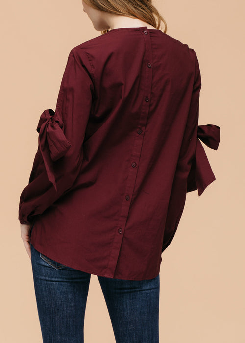 Women's Tie Sleeve Poplin Blouse