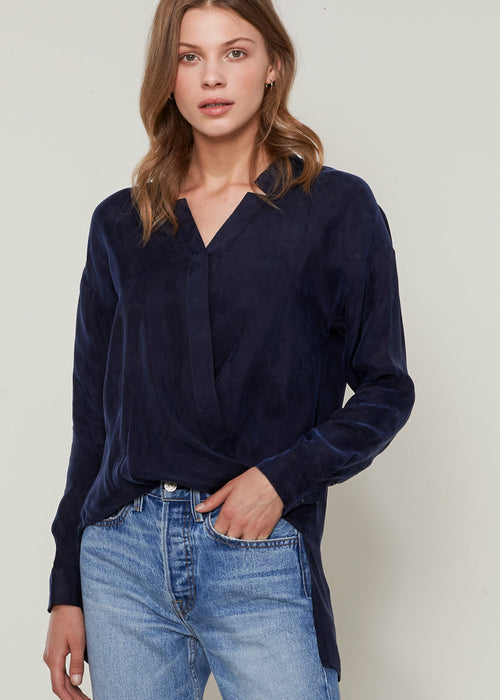 Women's Wrapped High Low Hem Blouse Top