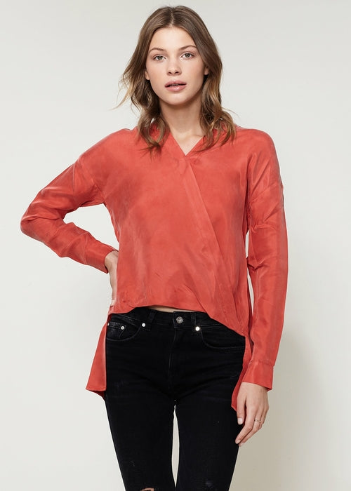 Women's Wrapped High Low Hem Blouse Top