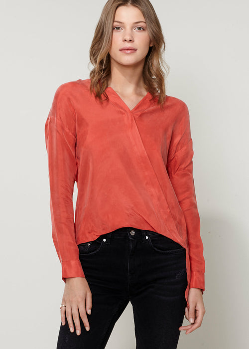 Women's Wrapped High Low Hem Blouse Top