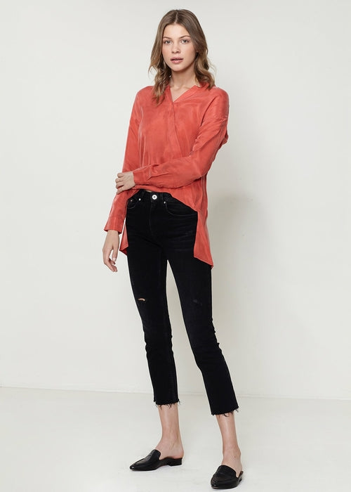 Women's Wrapped High Low Hem Blouse Top