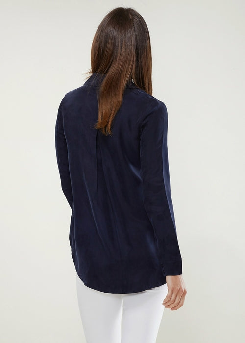 Women's Zip Up Shirt Blouse In Midnight Pool