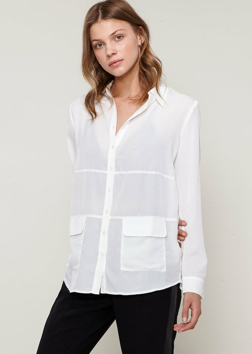 Women's Button Down Pocket Blouse Shirt