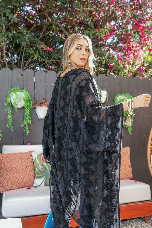 Soft Embroidered Zig Zag Kimono