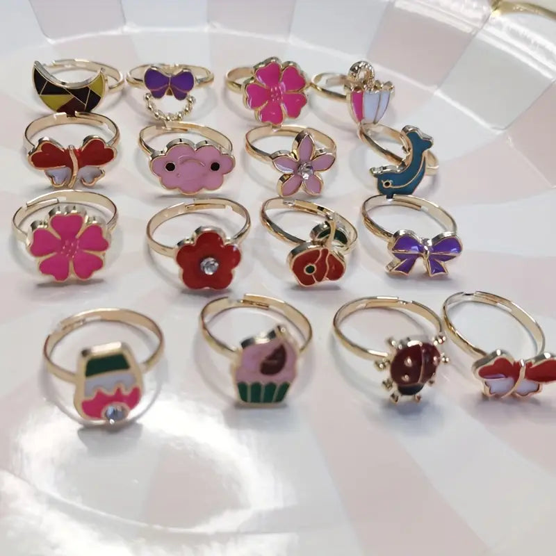 20 Pc Girls Cute adjustable rings