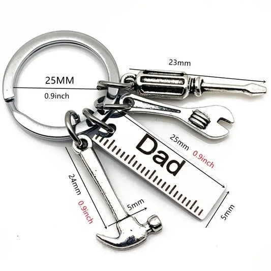 Key Hammer Screwdriver Wrench Dad Tool Metal Key-chain