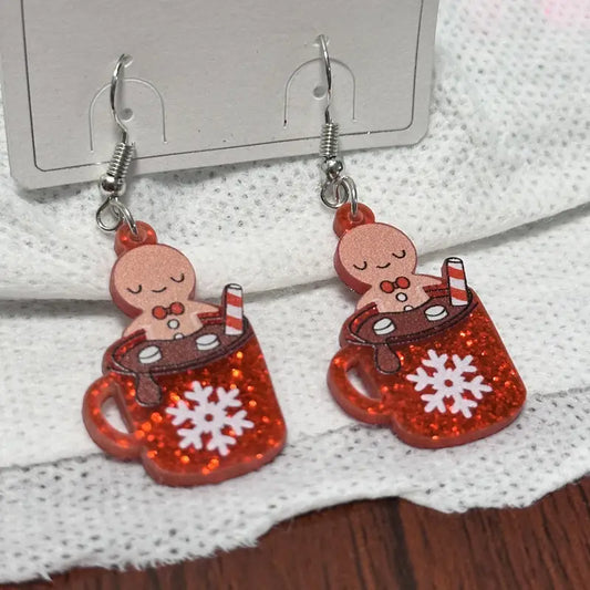 Snowflake Cup Dangle Earrings