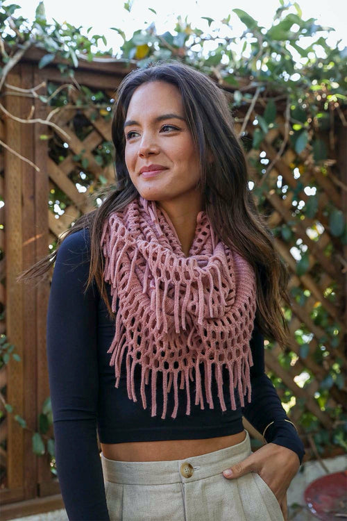 Fuzzy Chenille Tassel Infinity Scarf