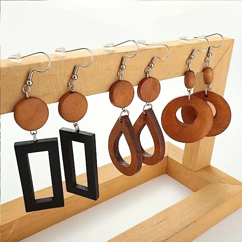 9 Pairs Hollow Dangle Earrings Retro Elegant