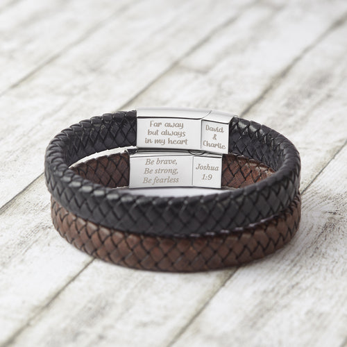 Personalized Leather Bracelet With Hidden Message, Boyfriend Gifts