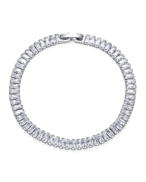 Icy Tennis Bracelet 925 Sterling Silver & 18 Karats Gold Plated.