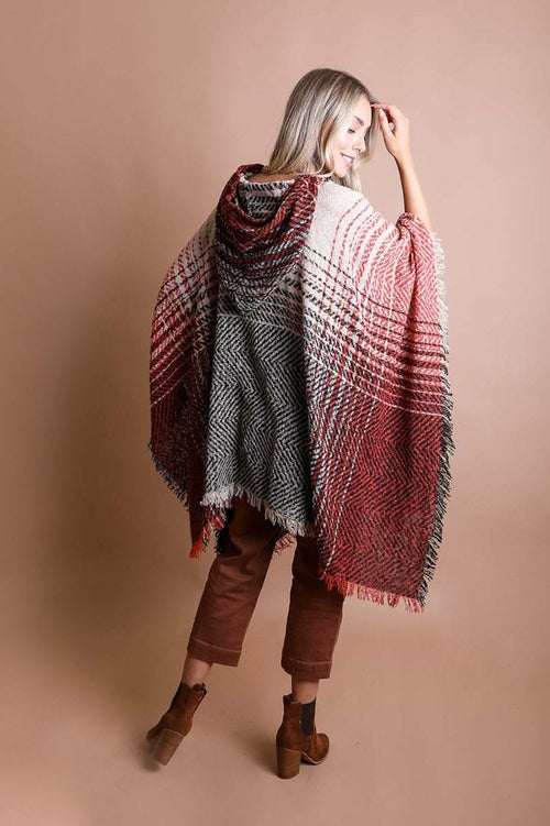 Herringbone Hooded Poncho