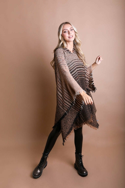 Herringbone Hooded Poncho