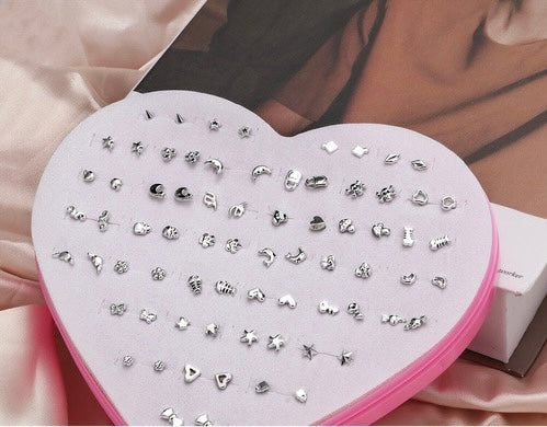 36 pair cute girls earrings in a heart