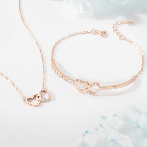 Double Heart Linked Necklace