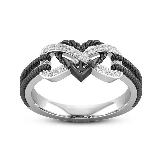 Black and Silver heart ring