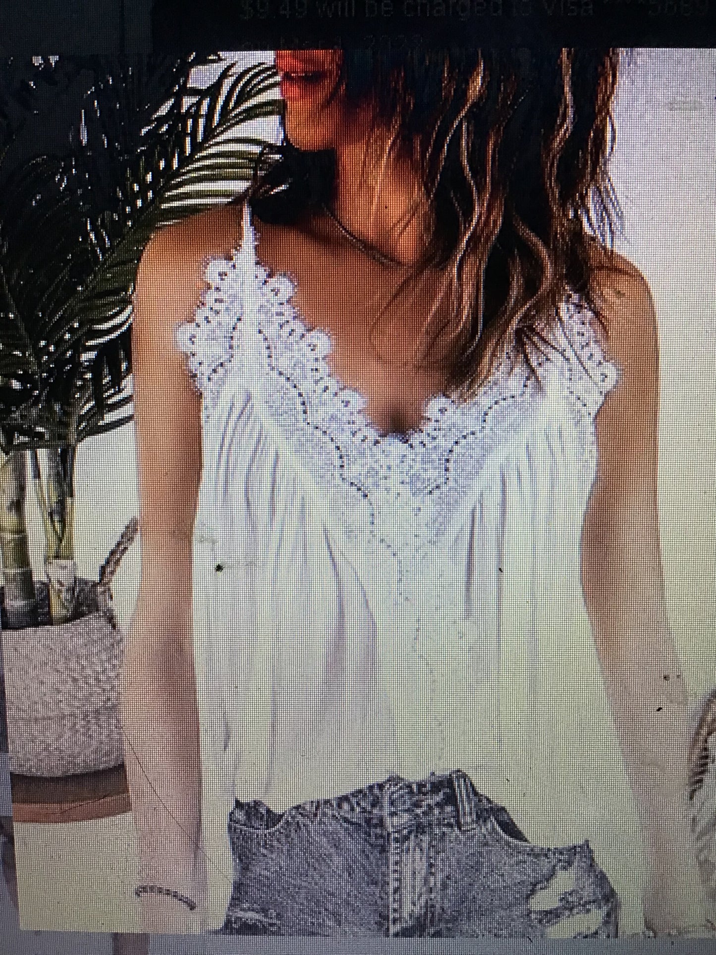 White Lace Ruffle-Trim V-Neck Cami Surplice Top -