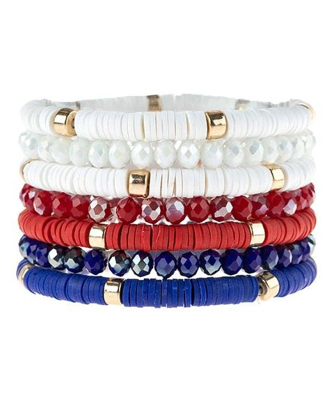 love this product Red & Blue Faceted Beaded Stretch Bracelet Set