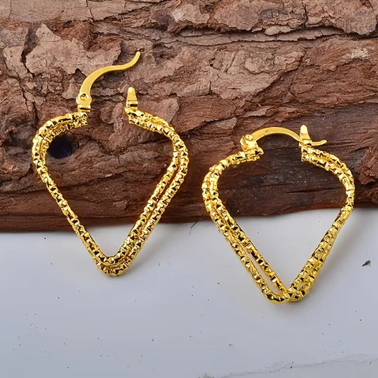 Cute Gold Heart Hoop Earrings